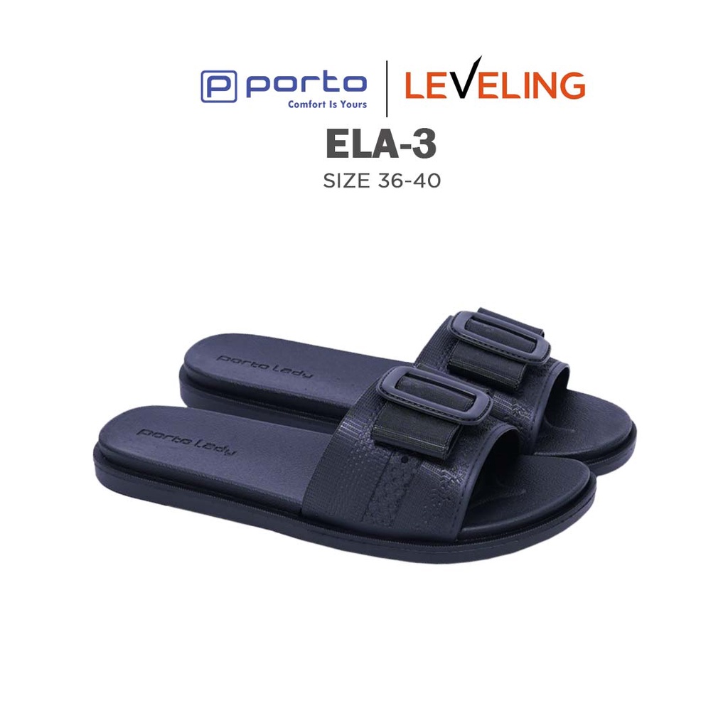 ELA-3 - Porto Leveling Sandal Wanita Selop Harian Pita Santai Cantik Casual Nyaman Empuk Porto Lady