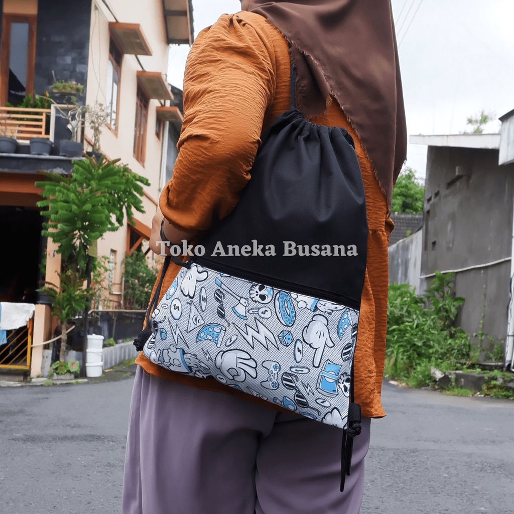 Tas Serut Wanita String Bag Tas Travel Drawstring Bag Tas Ransel Serut Wanita MTS003