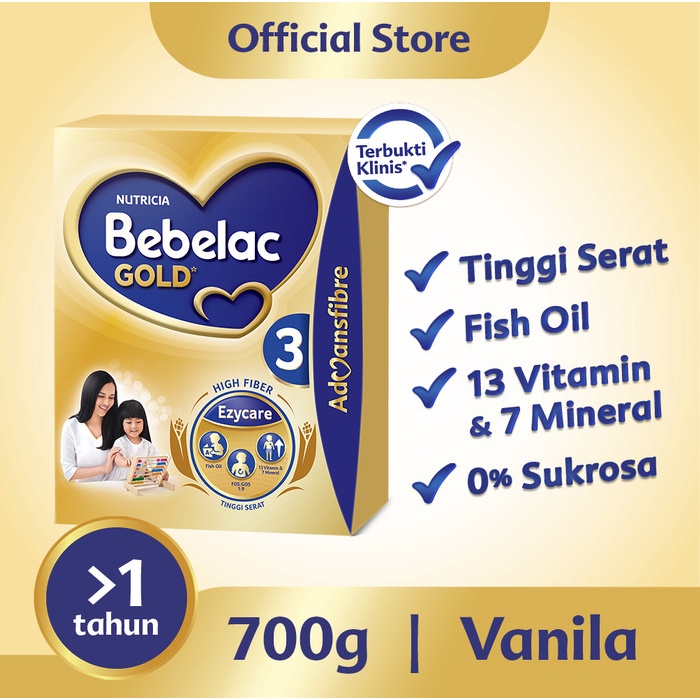 

[ COD ] Bebelac Gold 3 Vanila Susu Bubuk Tinggi Serat 700 GR