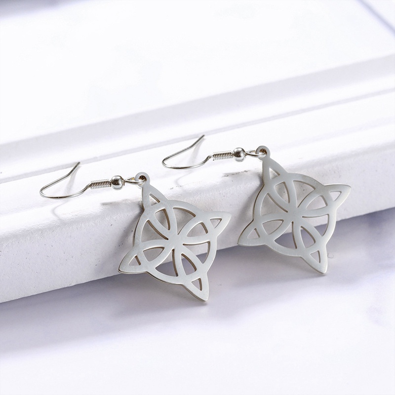 Hip-hop Celtic Knot Earrings Untuk Wanita Stainless Steel Witch Knot Earring Star Of David Earrings Vintage Perhiasan Hadiah Pesta