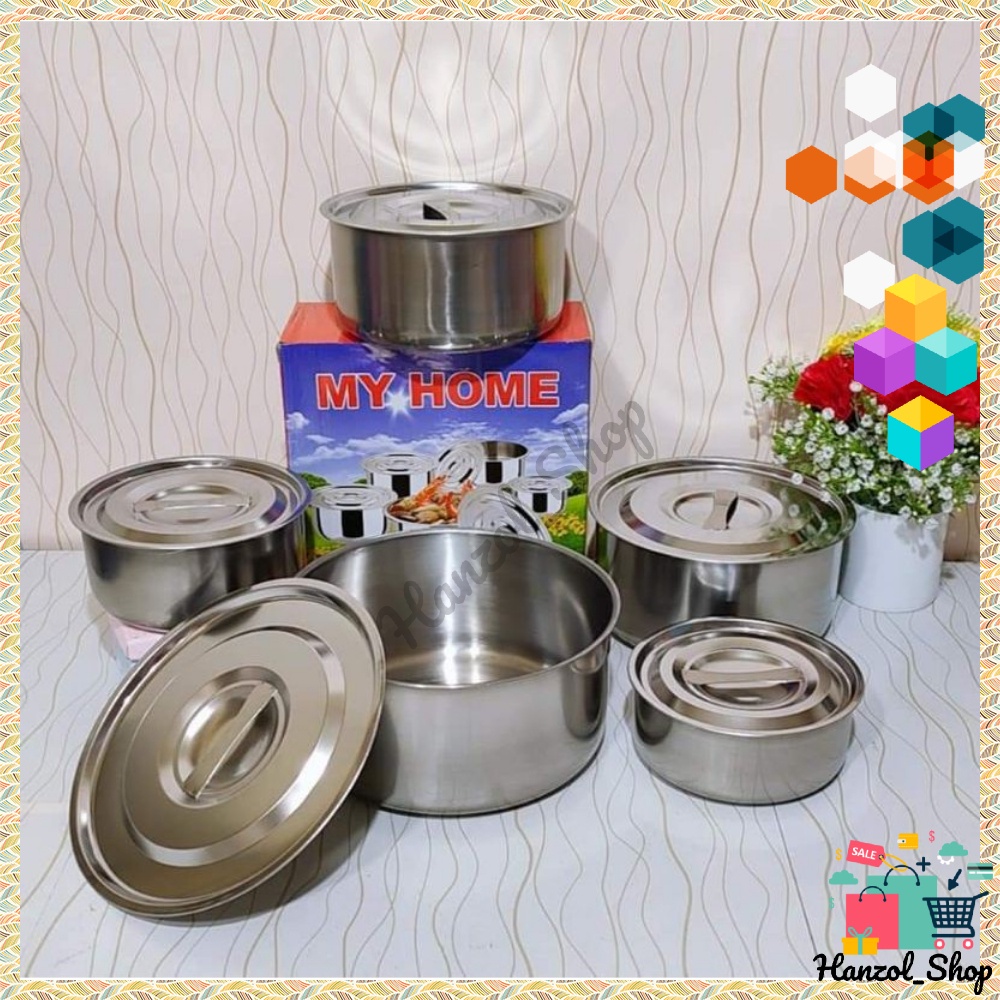 PANCI BERANAK MY HOME 5 SUSUN STAIINLESS STEEL / PANCI BERANAK 5 SET / PANCI INDIA 5 SUSUN