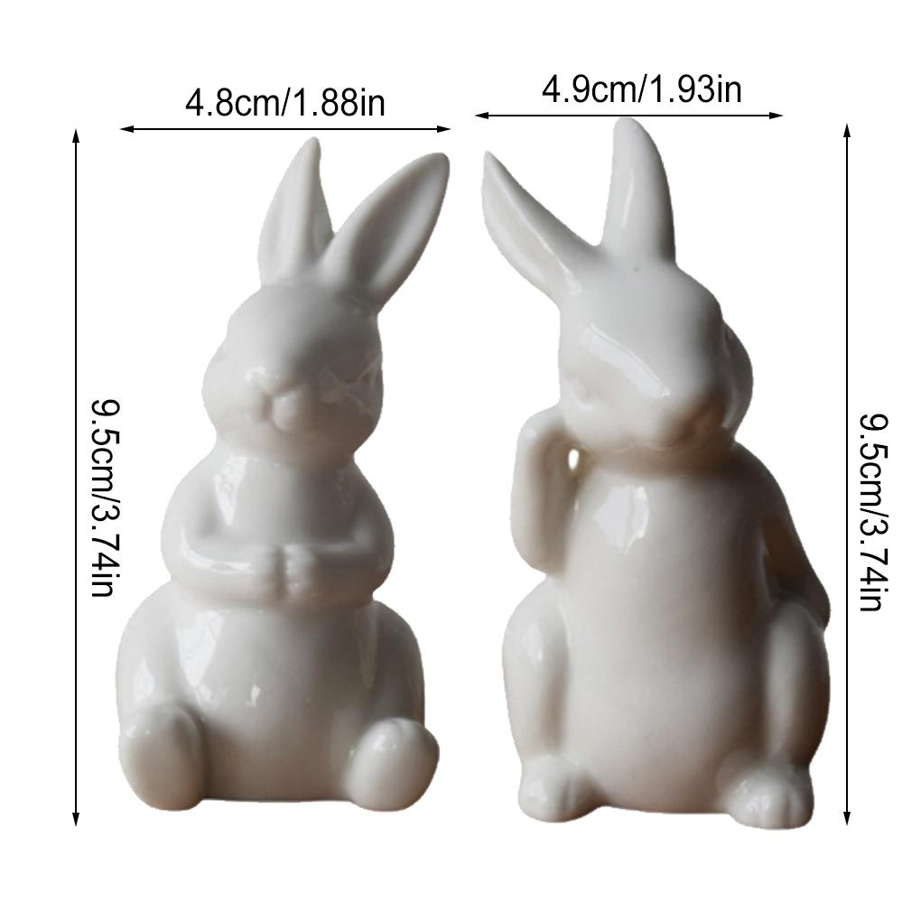 Huit Patung Keramik Bunny Figure Kelinci Putih Hewan Ornamen Hare Lucu Desktop Handmade Patung Meja Dekorasi Rumah Hadiah Kado