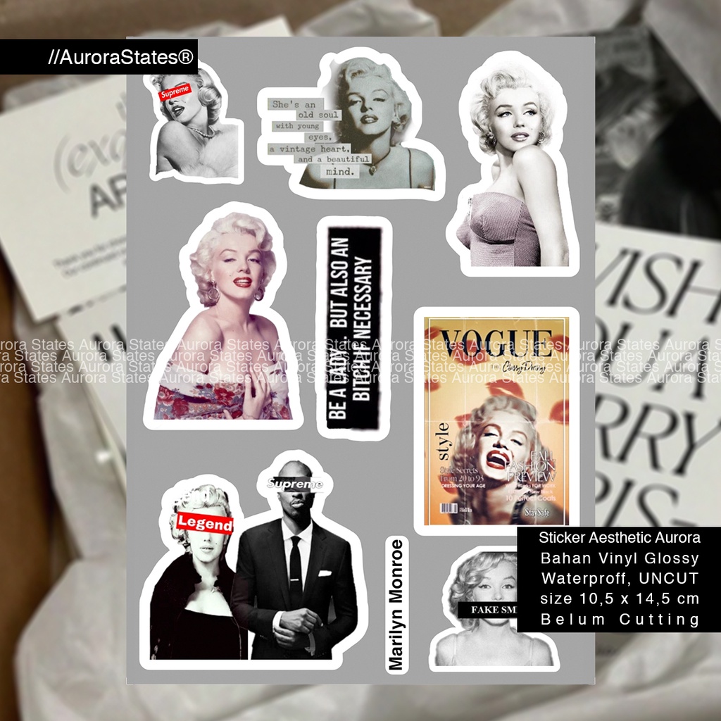 

Sticker Marilyn Monroe Vintage Aesthetic Sticker Power Stuff For Case Waterproof