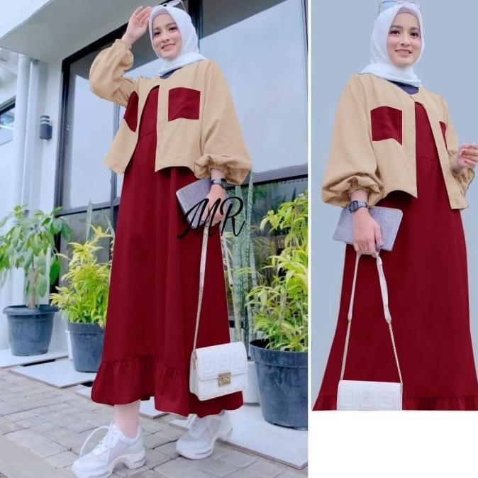 TERBAIK CARDIGAN MUSLIM CARDIGAN MUSLIM SET CARDI WANITA INNER LONG DRESS BUSUI BAJU KEKINIAN DISCOU