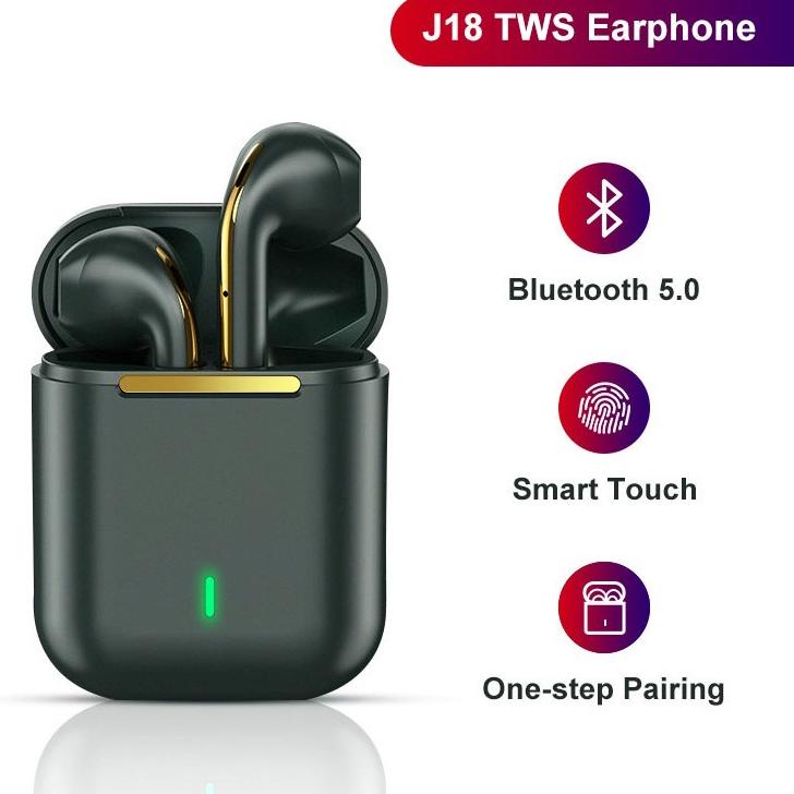 ♥ J18 TWS Headset Bluetooth Full Bass True Wireless Earphone 12D HIFI Stereo Sound Headset Gaming In