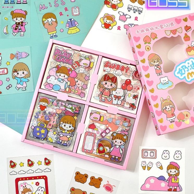

Stock Terbatas BOSS 100 lembar/Box Stiker Motif Kartun Korea Anti air dapat box