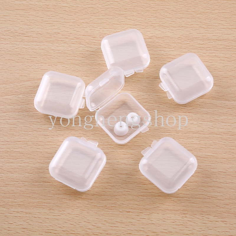 10pcs / set Kotak Penyimpanan Perhiasan / Anting / Cincin / Pil / Earplugs Mini Transparan