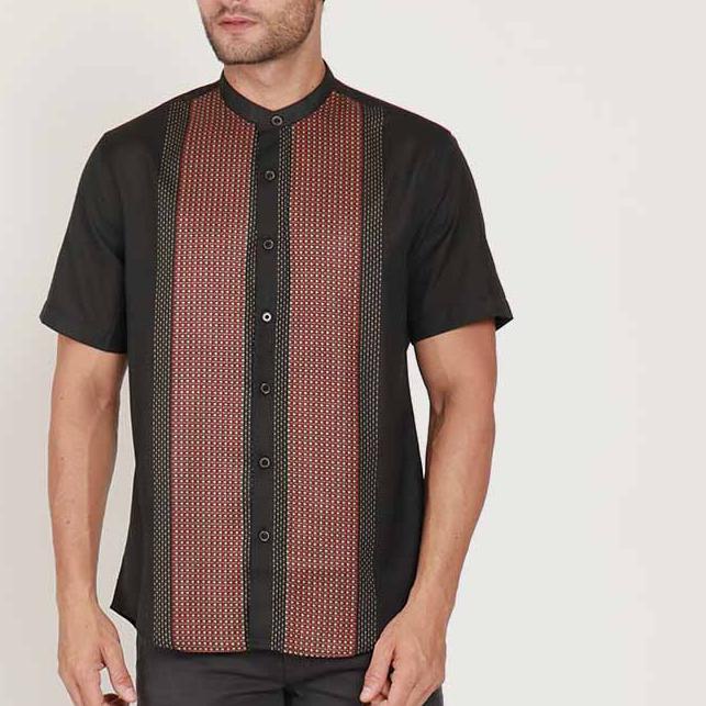 ☪ KOKO GUFRAN BLACK Kemeja Casual Formal Pria Lengan Pendek SS - Baju Atasan Top Man Muslim Shirt Ed