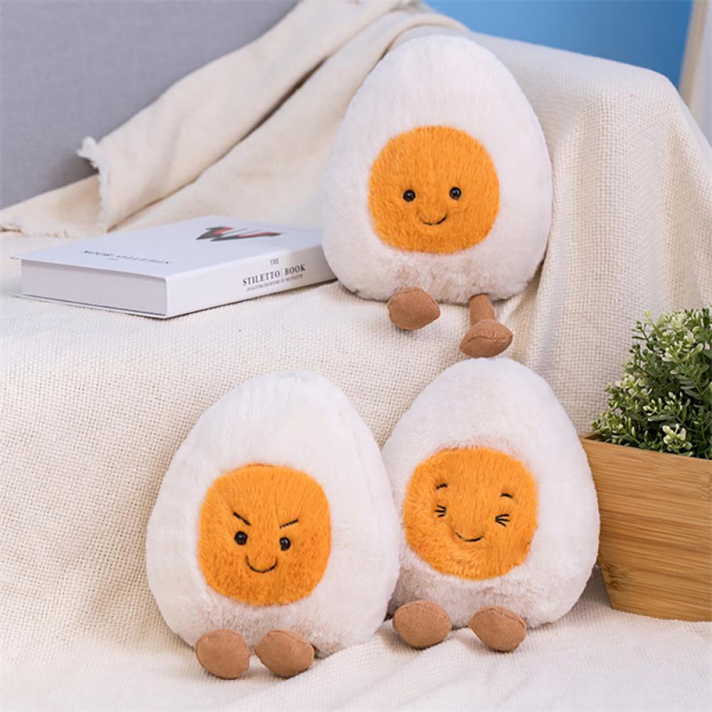 Timekey 20 cm Fluffy Super Lembut Telur Rebus Mainan Mewah Plushies Boneka Emosi Berbeda Telur Boneka Bantal Bayi Menenangkan Mainan Dekorasi Rumah H4Y7