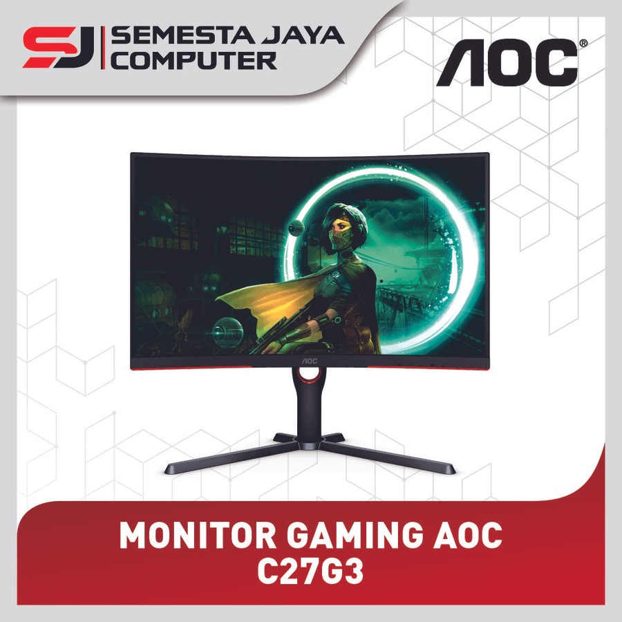 MONITOR AOC 27&quot; C27G3 165HZ 1MS CURVED 1000R 1080P HDMI DP sRGB 118%