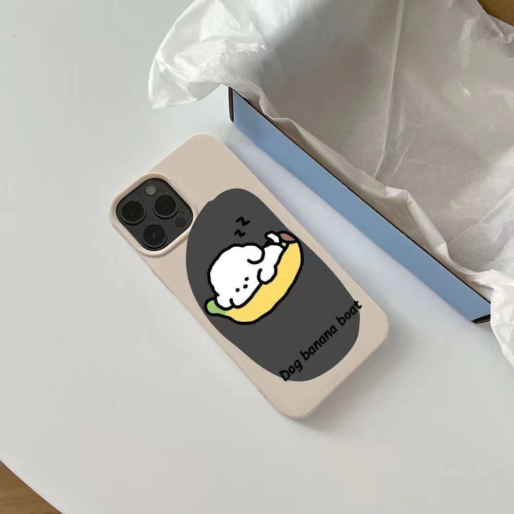 Ins Banana Dog Cocok Untuk Iphone14 14pro 14plus 13 13pro 13prm iPhone 11 7Plus 8Plus Xr XS 13 12 Pro Max Empat Sudut Casing Ponsel Tahan Guncangan