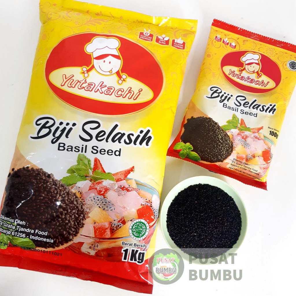 Biji Selasih Super 1Kg Yutakachi / Basil Seed / Selasih Super Kualitas Premium / Halal / Pusat Bumbu