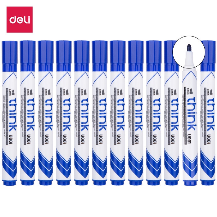 

BISA COD Deli EU00130 (BOX) Dry Erase Marker/Spidol Whiteboard 12 Pcs - Blue