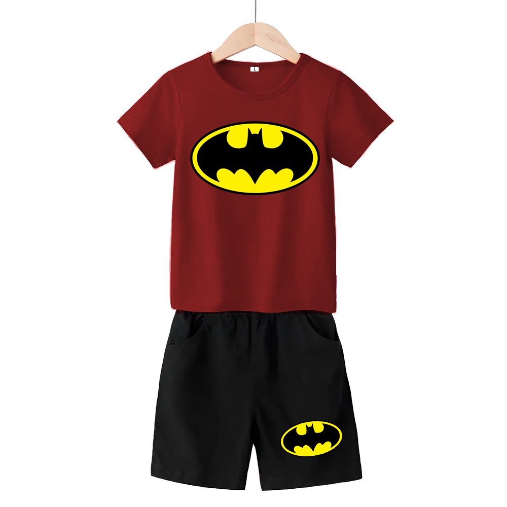 Baju Stelan 3/4 Anak  Bat man Cowok Cewek  Usia 1 - 4 Tahun Celana Pendek Harian