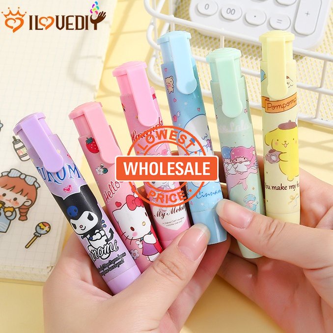 [Harga Grosir] 10.5cm Mymelody Kuromi Stationery Menyajikan Alat Kantor Sekolah Penghapus Kreatif Sanrio Menekan Penghapus Kartun Lucu Penghapus