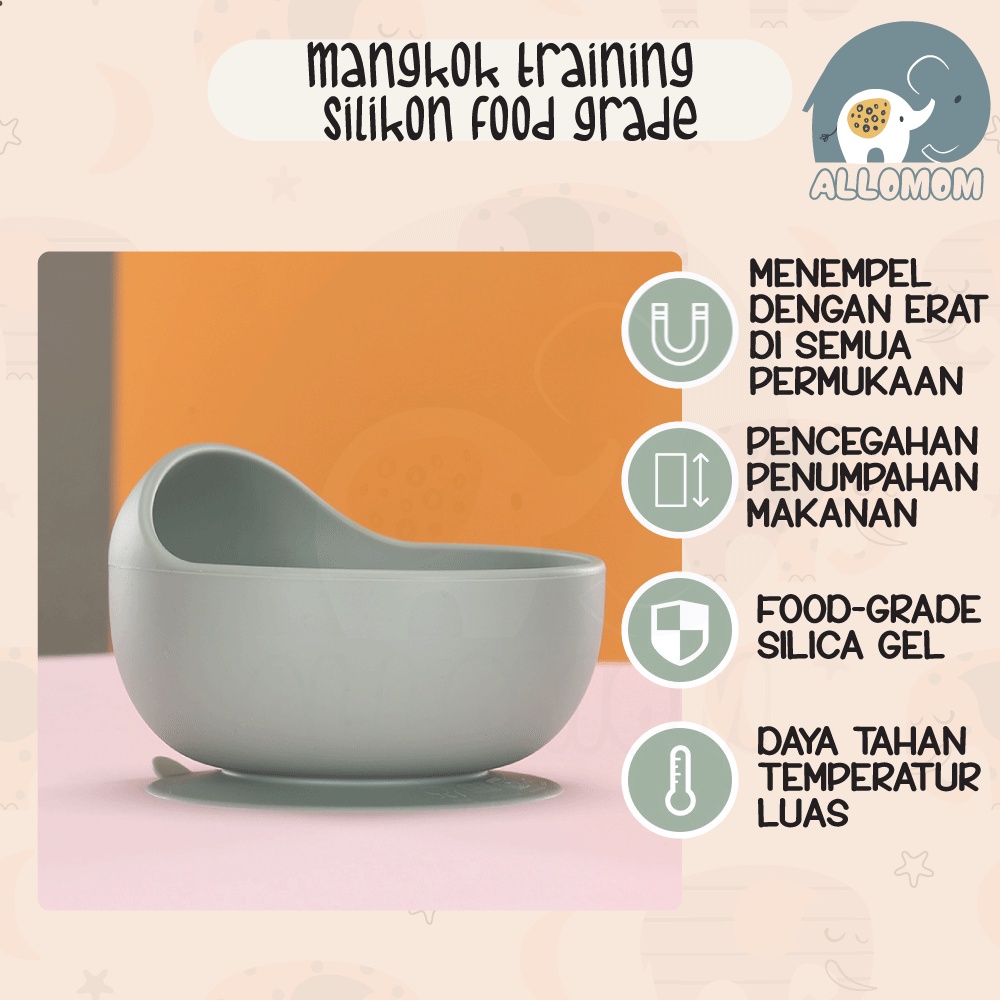 ( IMPORT ) MANGKOK BELAJAR MAKAN BABY FOOD GRADE SILIKON / PIRING MPASI ANAK PERALATAN MAKAN BAYI / FEEDING SET