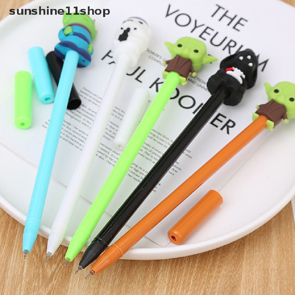 Sho 3 Pcs Kreatif Lucu Gel Pena 0.5mm Star Wars Baby Yoda Black Warrior Bai Bing Pena Netral Lucu Perlengkapan Sekolah Siswa Kantor Air Mancur Pena Alat Tulis Hadiah N