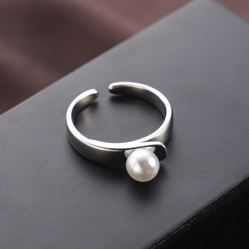 Ladies Fashion Perhiasan Pesta Rings Wanita Adjustable Open Simple Pearl Finger Ring Hadiah Yang Indah Elegan Pernikahan Pasangan Rings Halus