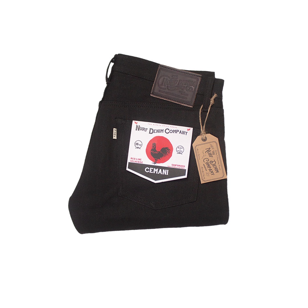 Nurf Denim Cemani Selvedge - 16oz Full Hitam - Redline - Celana Jeans