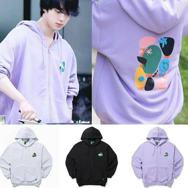 HARGA SPESIAL Jaket Hoodie BTS Jin style In The Soop 2 Logo depan + sablon besar belakang