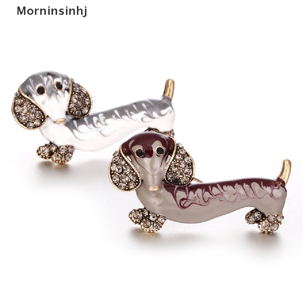 Mornin Enamel Kristal Puppy Brooch Pin Anjing Hewan Bros Baju Kerah Pin Pesta Perhiasan id