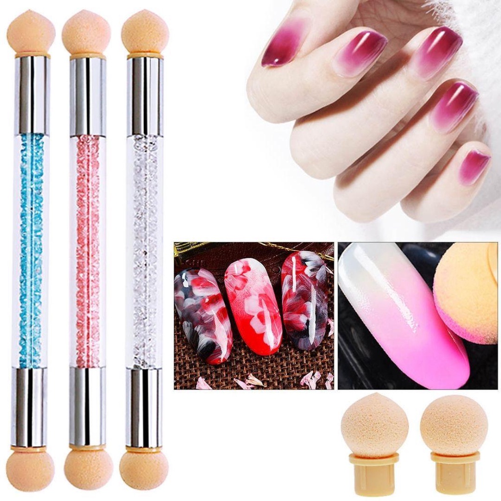 Kuas Nail Art spons Gradien / Nail Art Brush sponge / Manicure pen