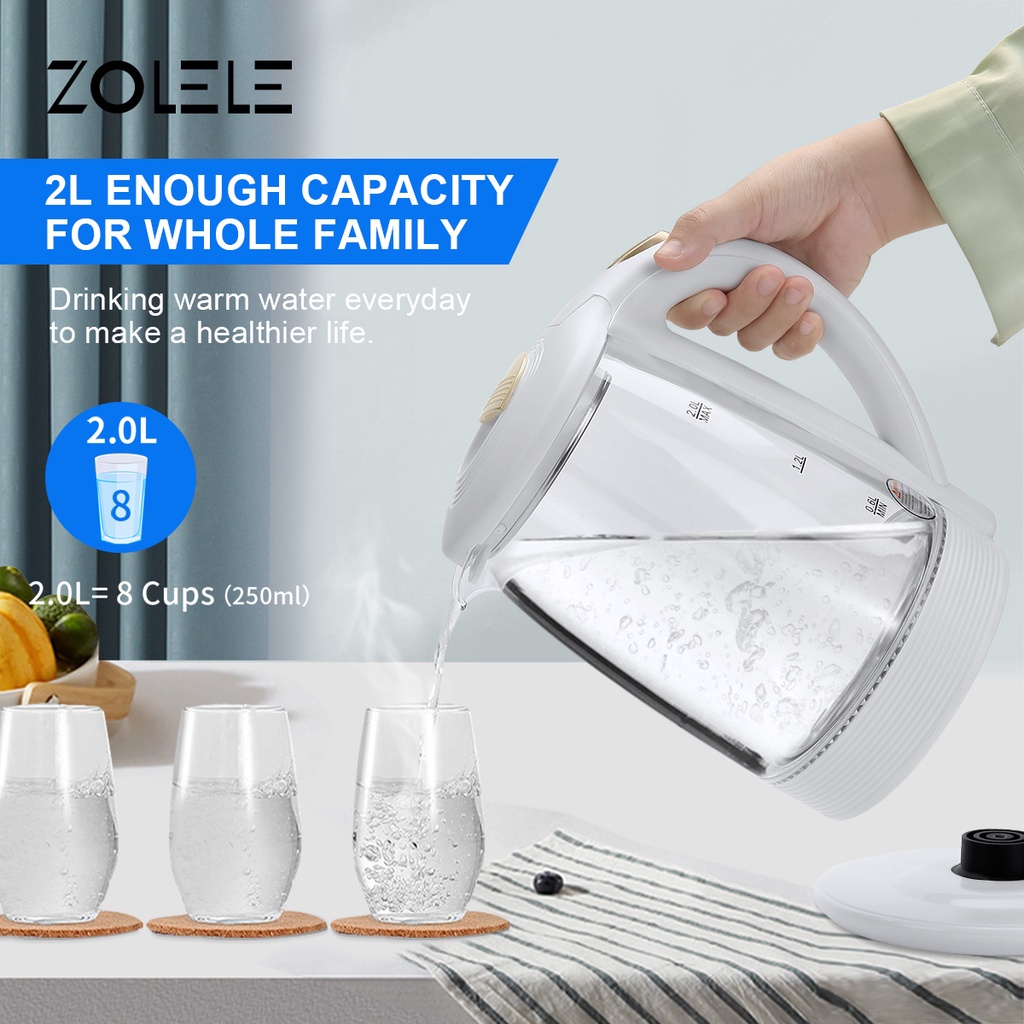 ZOLELE Kettle Listrik Daya Tinggi Anti Panas Isolasi Panas Kettle Listrik 2L ZH101