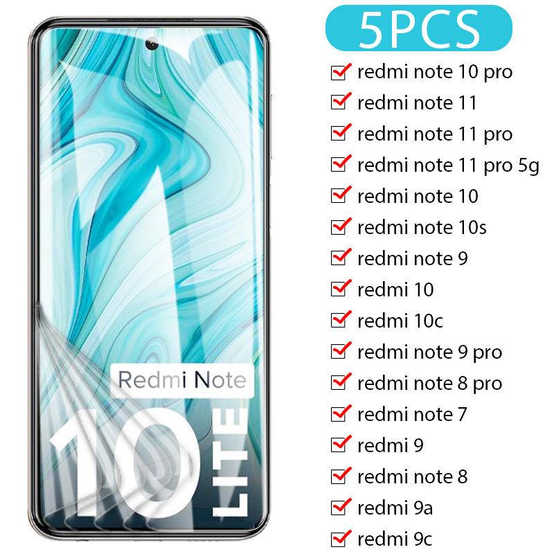 5pcs Untuk Redmi Note A1 8 9 9S 9A 9C 10 10S 10C 11 11S 12 Pro Plus 5G NFC Hydrogel Film Pelindung Layar Untuk Redmi K60 Pro Film