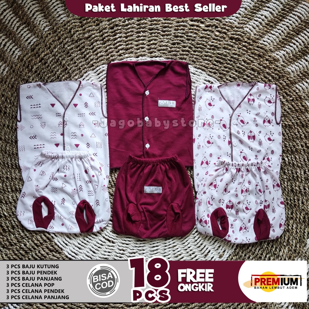 18 Pcs Paket Lahiran Baby Newborn Unisex Merah Maron Best Seller