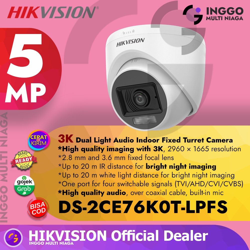 KAMERA CCTV HIKVISION DS-2CE76K0T-LPFS AUDIO DUAL LIGHT 3K 5MP