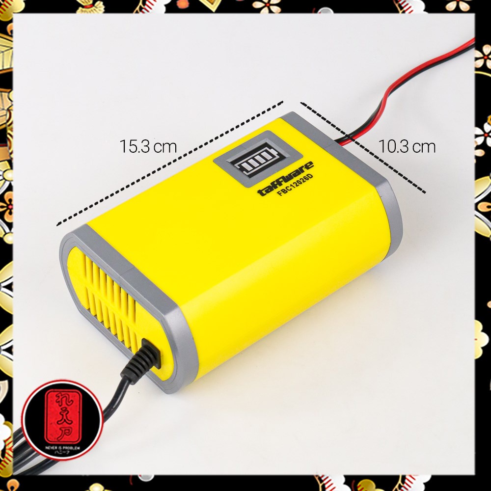 Taffware Charger Aki Portable Motorcycle Car Battery Charger 6A 12V - FBC1206D - Yellow