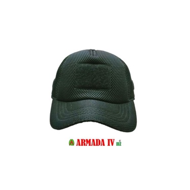 Topi Tactical Jala Velcro Topi Jaring Rekat Hitam