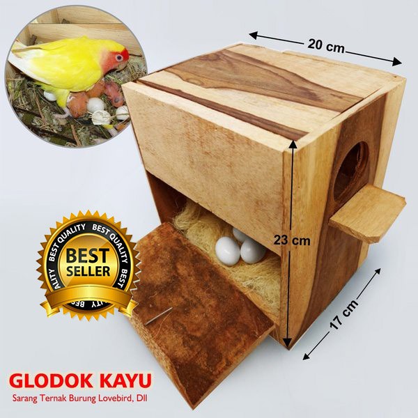 READY GLODOK GLODOG BURUNG LOVEBIRD BENTUK KOTAK GLODOKAN KAYU TEMPAT SARANG TERNAK BERTELUR BURUNG