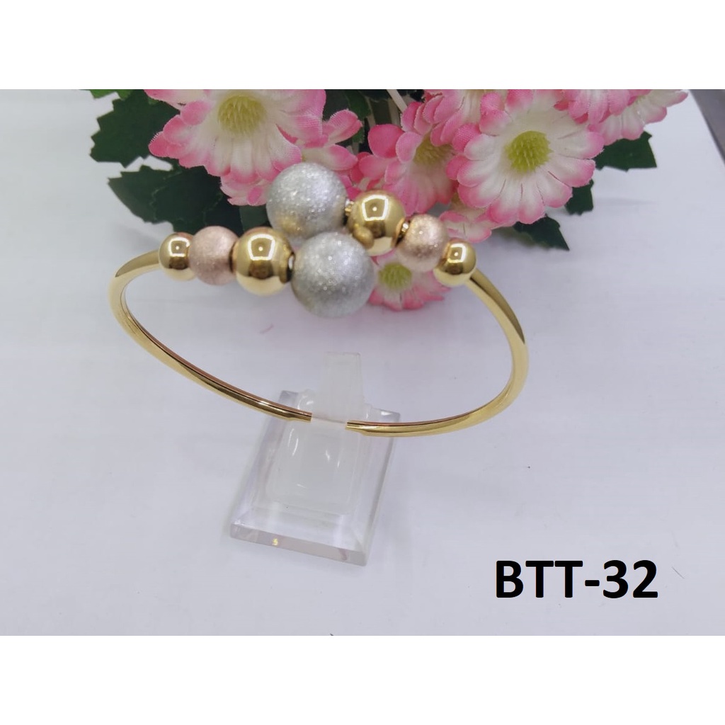 GELANG TITANIUM EMAS GOLD BULAT BOLA PASIR TERMURAH / DUNIA GELANG TERBARU