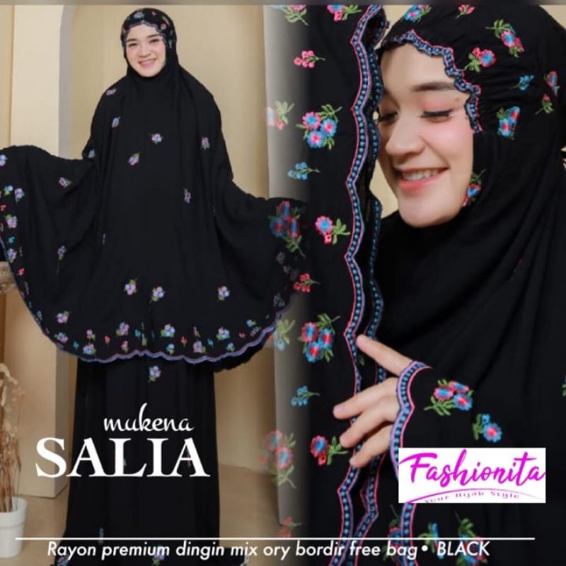 Ready mukena dewasa mewah elegan mukena Salia katun rayon bordir ori fashionita