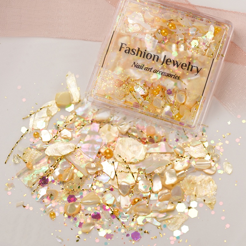 1 Kotak Nail Sequins Irregular Shells Untuk Dekorasi Manicure / Case Handphone