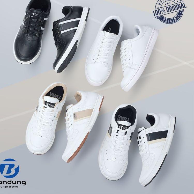 Terbaik Sepatu Casual Sneakers Putih Hitam Pria Cowok Mills Series Kets Distro Premium Orinal