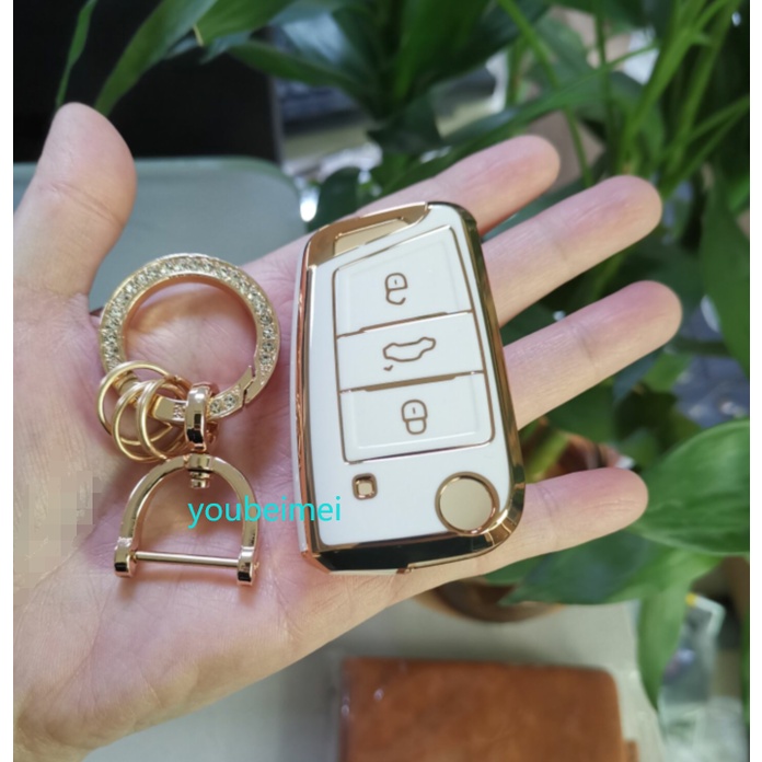 Soft TPU Case Kunci Mobil Untuk Volkswagen VW Polo Golf7 MK7 Tiguan passat Untuk Skoda car Key holder fob keychain Key Bag