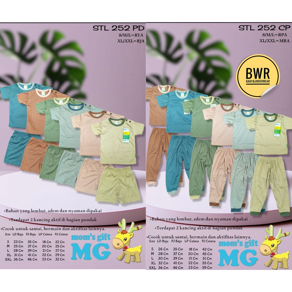 Setelan Moms Gift MOTHERLAND / Baju Bayi Setelan Piyama Anak Unisex Baju Pendek Celana Panjang Baju Tidur Pendek Cpr | Bwr