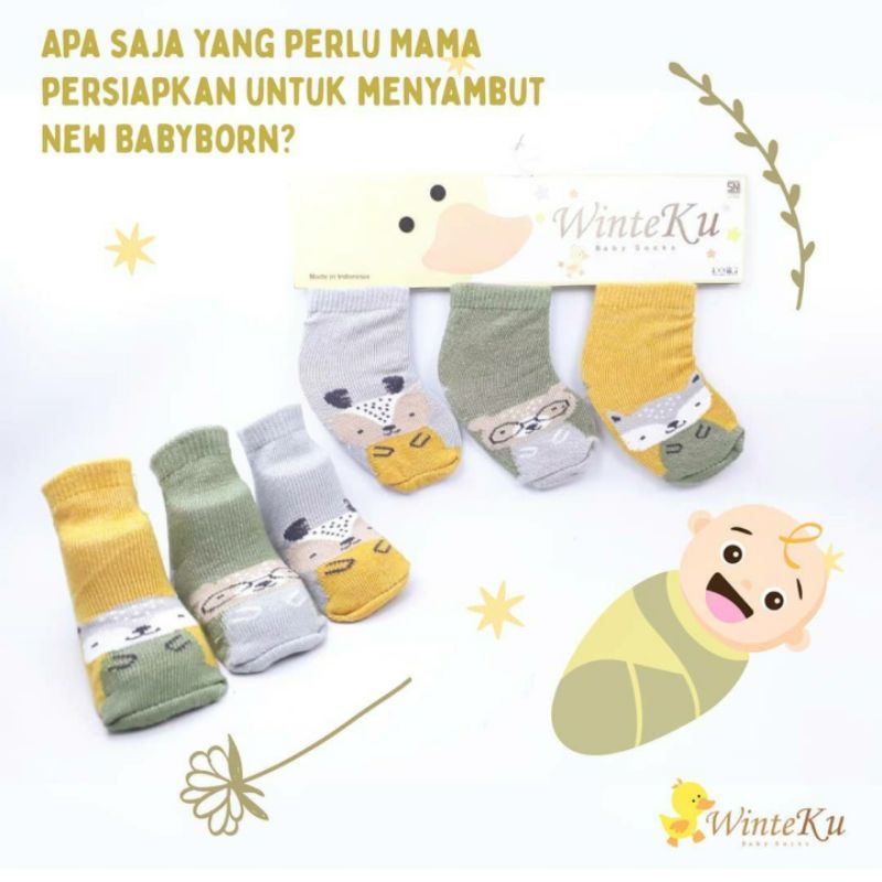 3 Pasang Kaos Kaki Bayi 0-6 Bulan Baby Sock Kaos Kaki Baby Anti Alergi SNI WINTEKU | FLOWERS