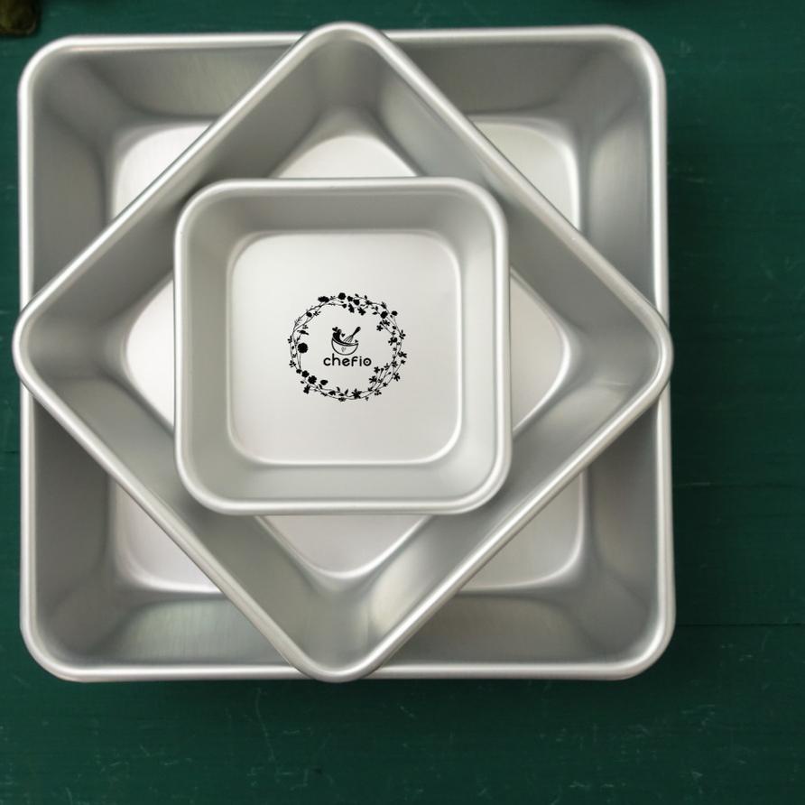 ☉ Chefio Loyang Kotak Aluminium Tanpa Sambungan Press / Bolu Cake Lapis ⅍