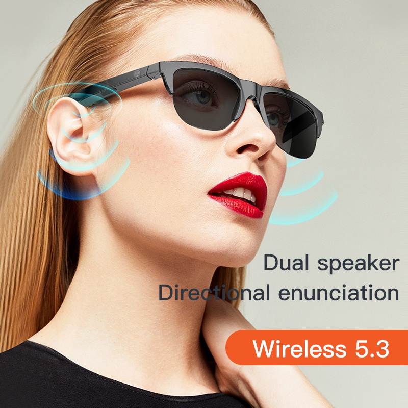 [COD] Smart Glasses Wireless Eearphone Sunglasses Outdoor Smart Sport Bluetooth Headphone MP3 Sunglasses - T76