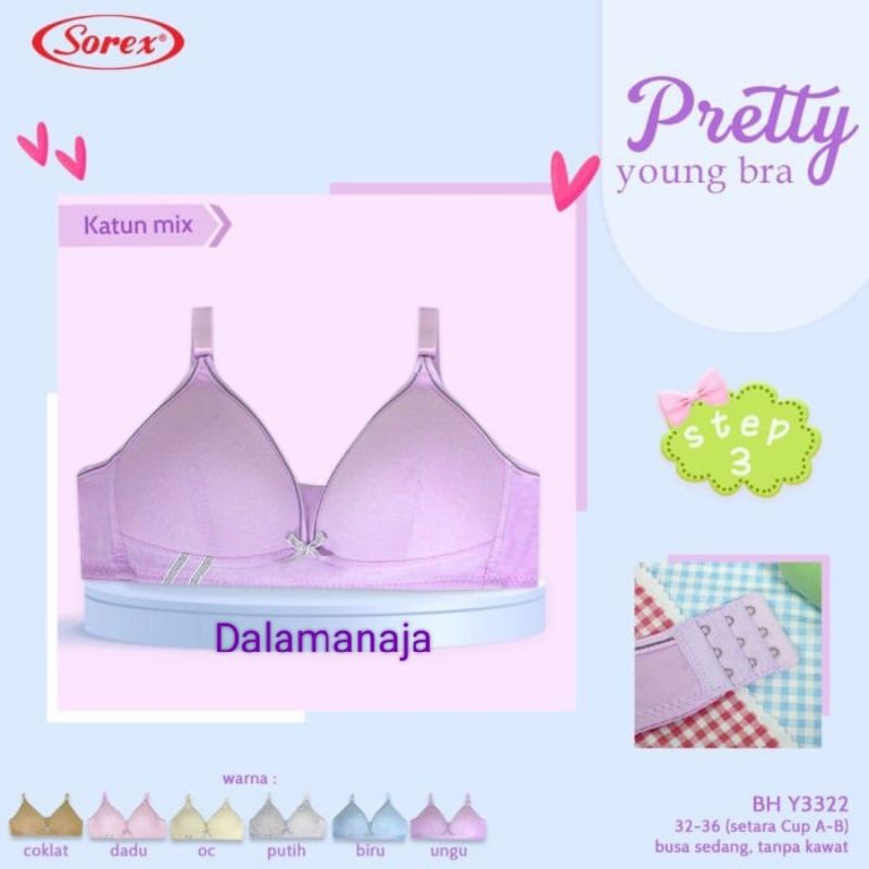 SOREX Young Step3 Bra Remaja Y 3322 Busa Tipis Tanpa Kawat Original