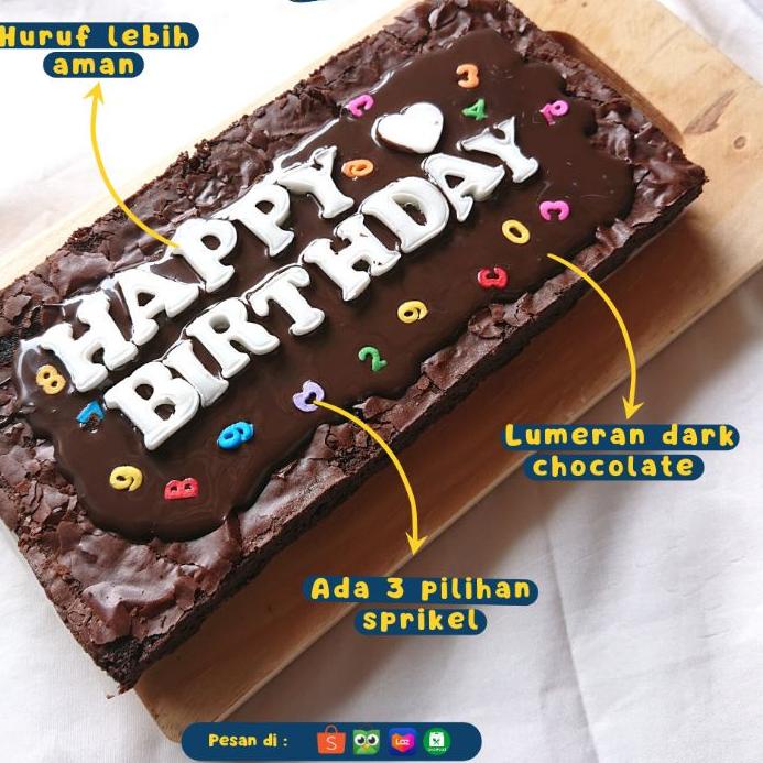 

♕ KUE BROWNIES GLAM BISA REQUEST HURUF ☟