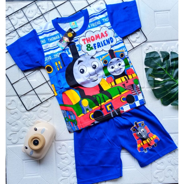 SETELAN BAJU HARIAN ANAK LAKI LAKI 2-10 TAHUN / SETELAN DALMAL LENGAN PENDEK ANAK COWOK 2-10 TAHUN MOTIF THOMAS AND FRIENDS