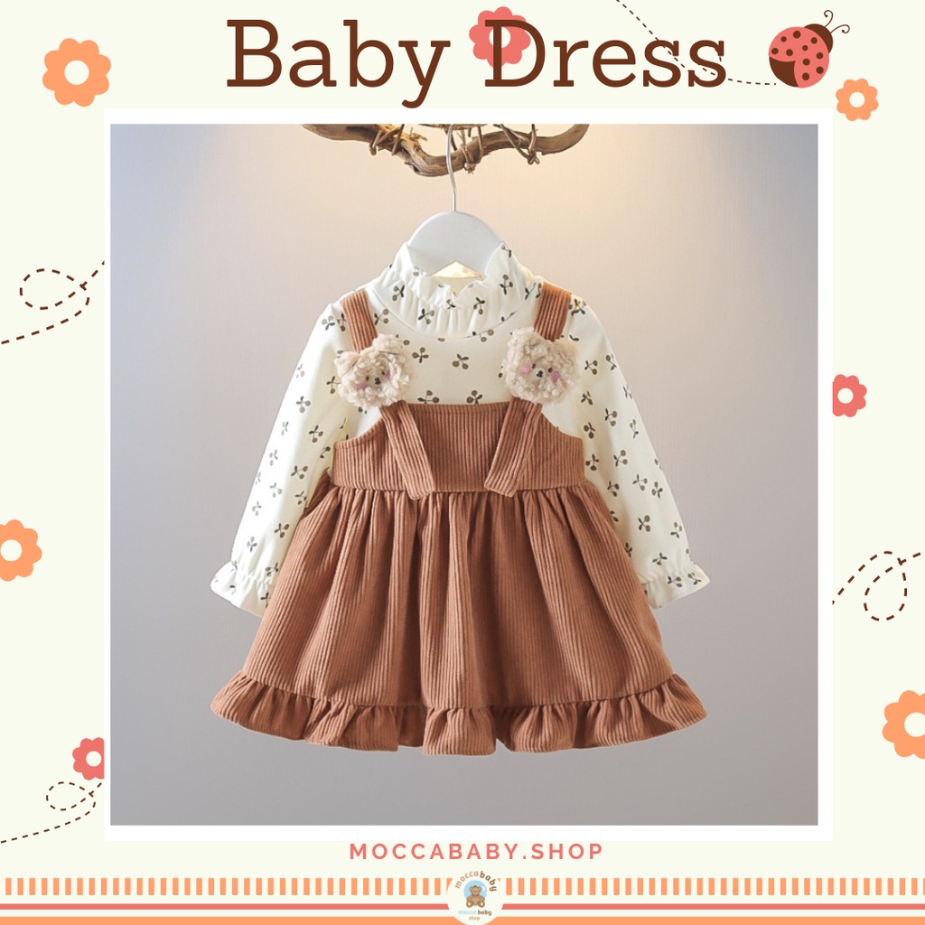 MBSS - DRESS BEAR COURDORAY SHN EBV Baju Dress Anak Perempuan Import Dress Bayi Cewek 0-5 Tahun Gaun Bayi