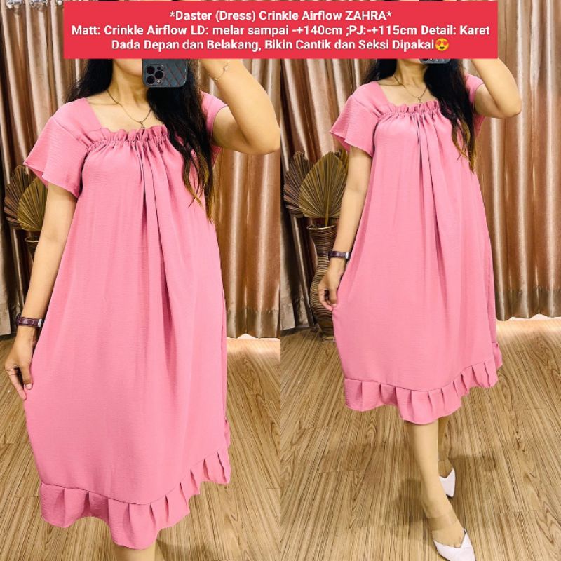 Daster Crinkle Airflow Zahra/ Daster Crinkle Airflow / Dress Crinkle  / Daster Crinkle Airflow Zahra / Daster Crinkle Murah / Daster Harian / Daster Nyaman / Daster Crinkle Murah / Daster Crinkle Super-Salem Zahra
