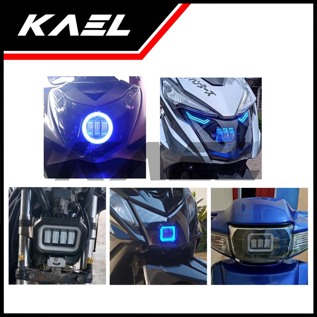 Lampu LED Tembak Daymaker Untuk Semua Jenis Motor Universal Bulat Kotak 2 3 Lensa Biru Merah Putih Mode Diam Flash Strobo Kedap Kedip Sorot Waterproof Mini