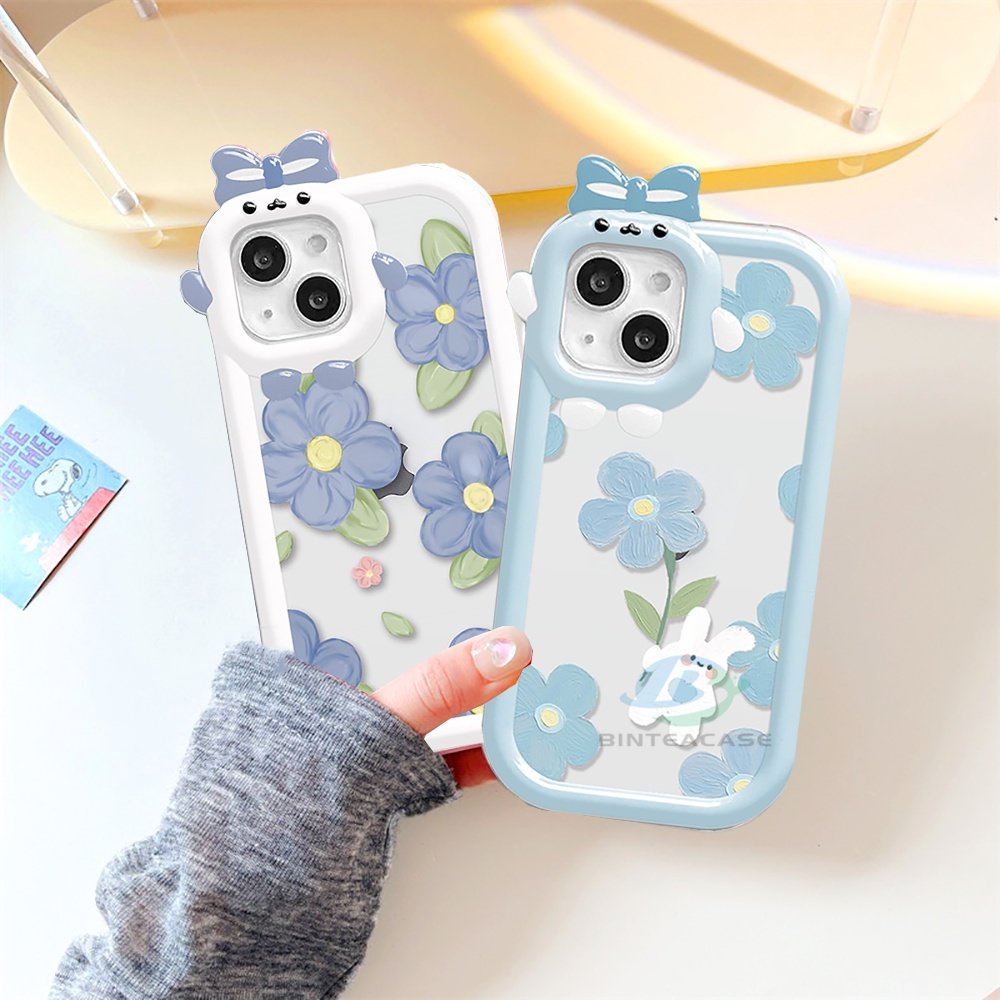 IPHONE Fashion Case Kompatibel Untuk Iphone14 11 12 iPhone6 7 8 Plus 13 Pro MAX 11Pro MAX XR X XS MAX Bunga Tulip Kelinci Monster Kecil Frame Lensa Phone Case Binteacase