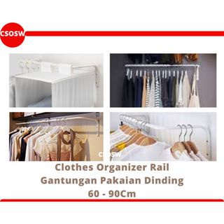 Gantungan Baju Pakaian Dinding MUL LIG 60-90Cm Clothes Organizer Rail Gantungan Pajangan Baju Untuk 